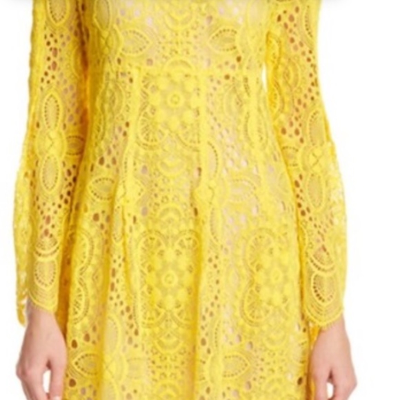 yellow lace long sleeve dress